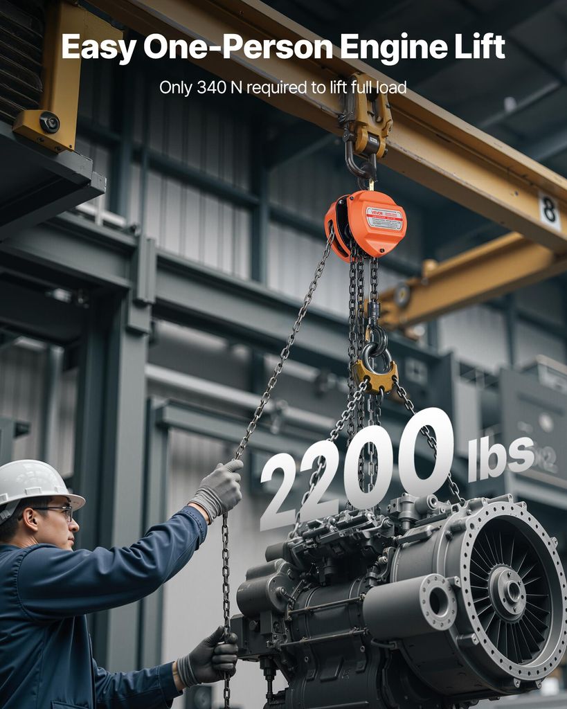 Produktbild von Wiltec Kettenzug 3000 Kg – 3 M Kettenlänge, 2,5 M Hubhöhe, Drehbarer Lasthaken, Für Forst, Werkstatt & Industrie