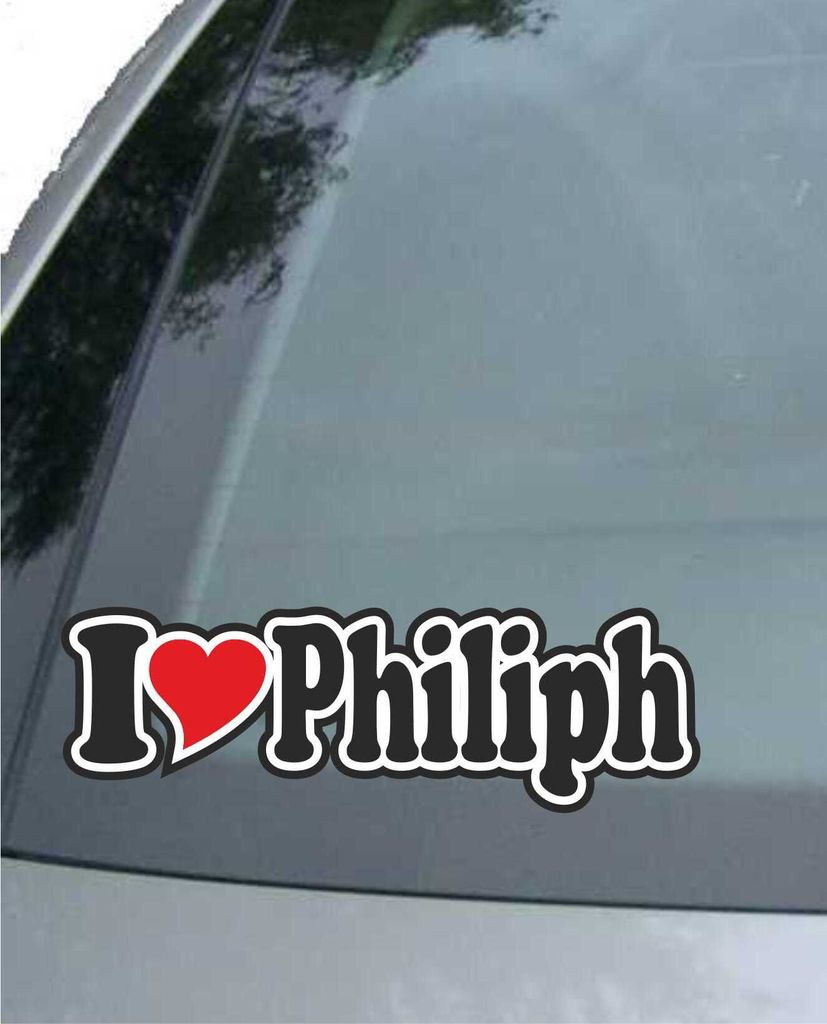 INDIGOS UG - Aufkleber / Autoaufkleber I Love Heart - Ich liebe mit Herz 15 cm - I LOVE Philiph - Auto LKW Truck - Sticker mit Namen vom Mann Frau ...