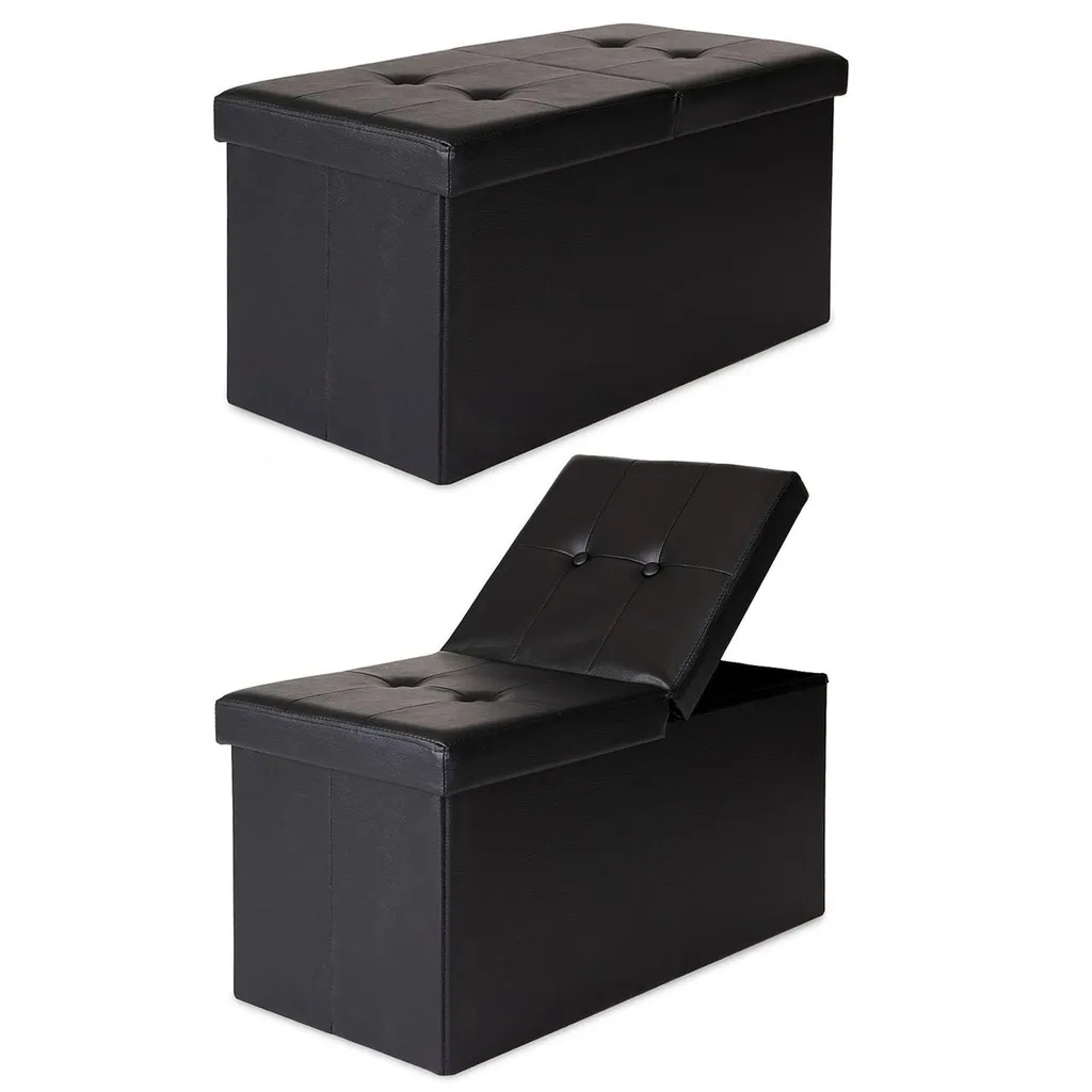 Coffre de Rangement pour Pied de Lit et Entrée - Banc 76 cm Noir Chic
