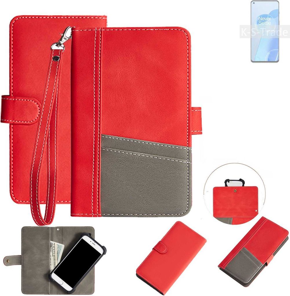 K-S-Trade Handy Schutzhülle für OnePlus 9RT Hülle Portemonnee Brieftasche Klapphülle Kartenfächer Flip Wallet Case Etui