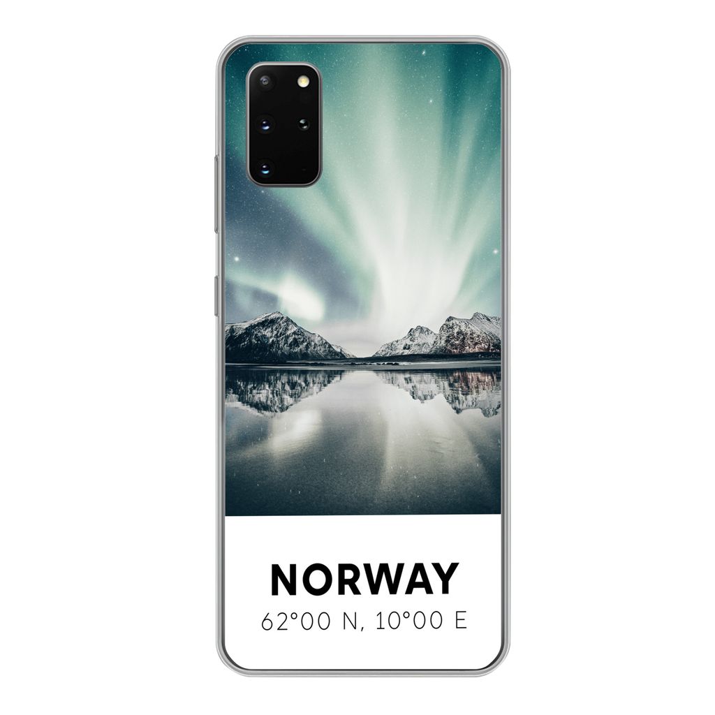 MuchoWow Handyhülle Schutzhülle Hülle für Samsung Galaxy S20 Plus Norwegen - Nordlichter - See Silikon Softcase Handy Hülle - Hartschale