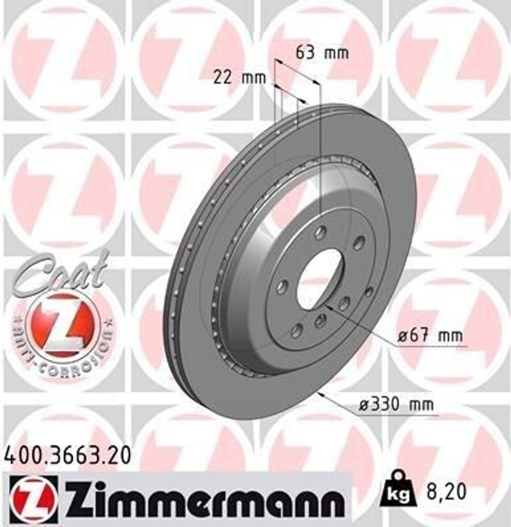 ZIMMERMANN 400.3663.20 - Bremsscheibe für GL-Klasse (X164), M-Klasse (W164), R-Klasse (W251)