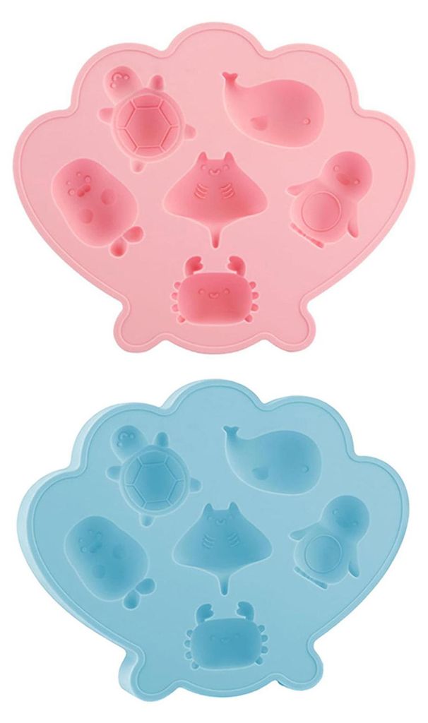 Silikon-Eiswürfelform mit Deckel, 6 Mulden, lebensmittelecht, für Wal-, Schildkröten- und Pinguinformen, leicht zu lösen, ideal für Cocktails,...