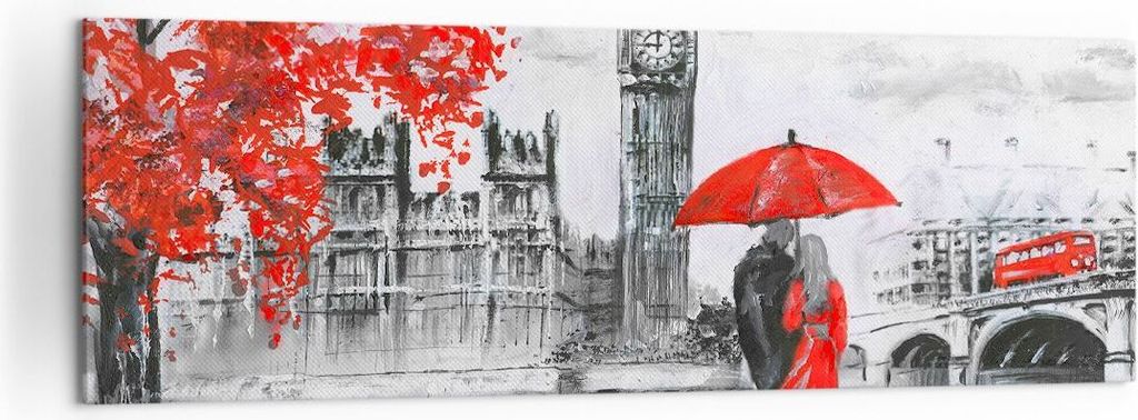 Bild auf Leinwand - Leinwandbild - London Architektur big ben - 160x50cm - Wand Bild - Wanddeko - Leinwanddruck - Bilder - Kunstdruck - Wanddekorat...