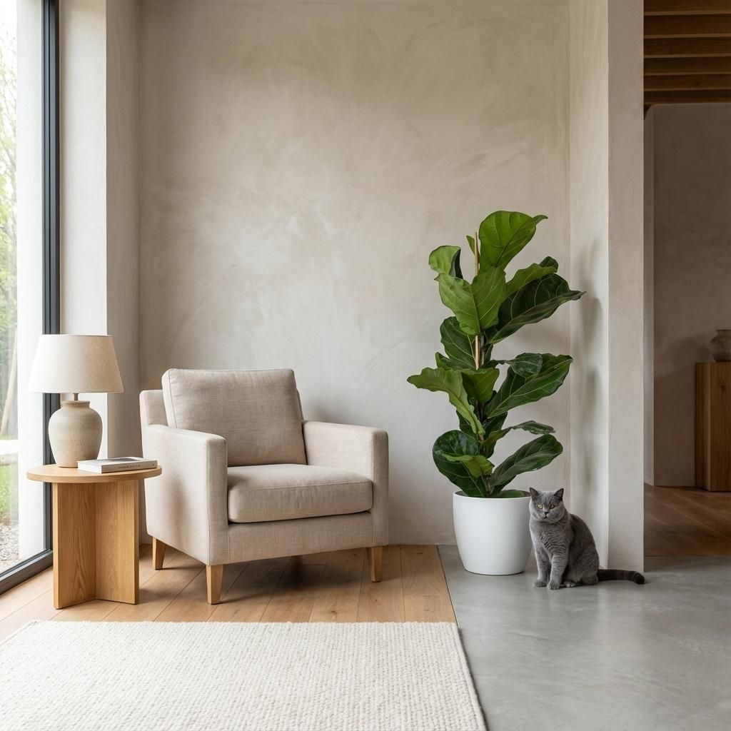 Green boutiQ - Zimmerpflanze - Geigenfeige - Ficus Lyrata - Grün - Pflegeleicht - 1 Pflanze - mit Potter Weiß - Topf 21cm - Höhe 75 - 85cm