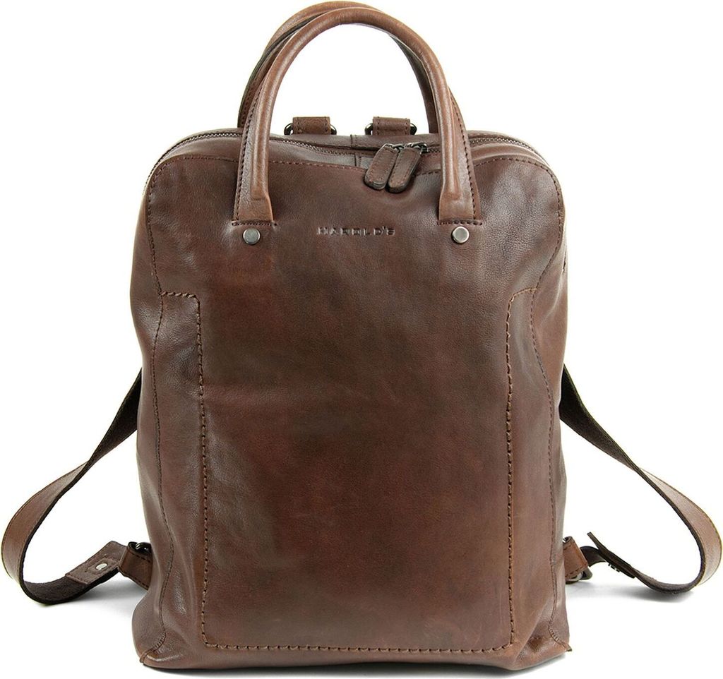 HAROLD'S Leder Freizeitrucksack Rucksack Caugio Backpack Brown dunkelbraun