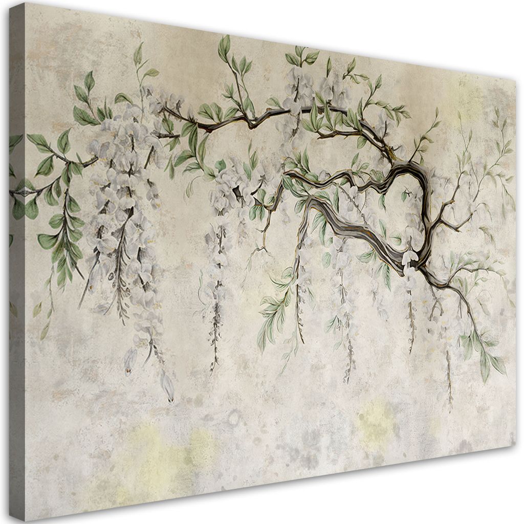 Leinwandbild Schlenkerblumen Minimalismus 100x70 Feeby Beige bild für die wand bereit zum aufhängen