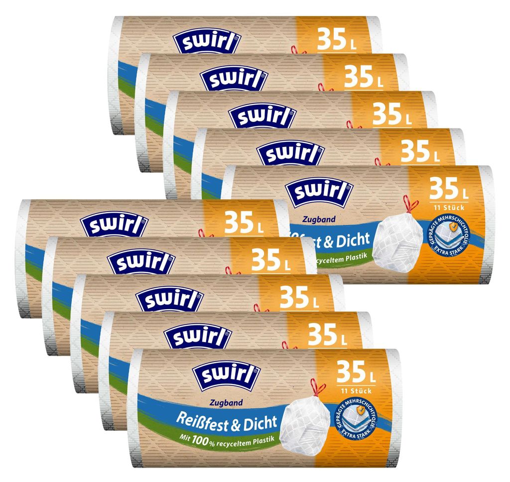 10x Swirl Zugband Müllbeutel 35L ( 11 stk./Rolle ) Produktbild 