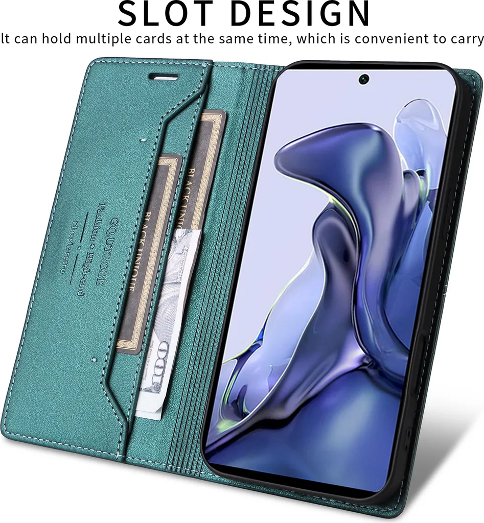 Custodia Flip Xiaomi 11T Pro Verde - Cover Magnetica Slim con Supporto - 5