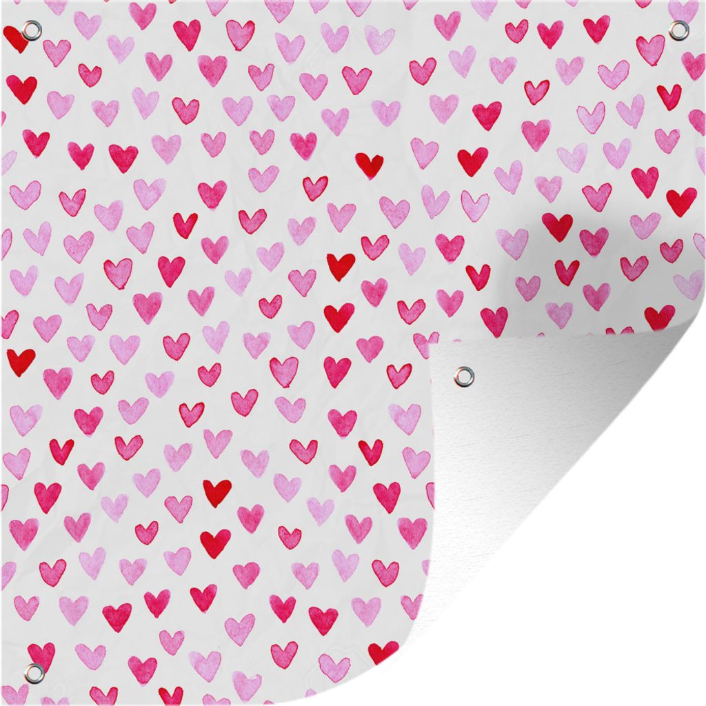 MuchoWow 100x100 cm Outdoor-Poster Gartendeko Sichtschutz Garten Poster für den Garten Eine Illustration einer Karte zum Valentinstag mit Herzen