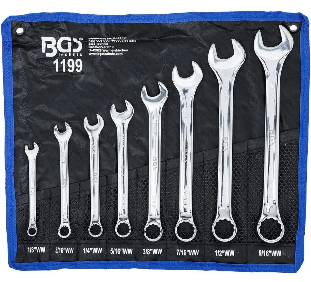 Set de 8 clés à fourche et oeil pouce Whitworth D-Work Acier
