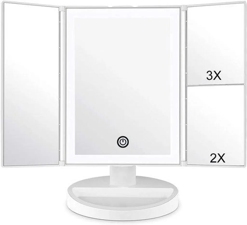 Miroir LED tactile pivotant à 180° avec zoom 3x pour soin du visage