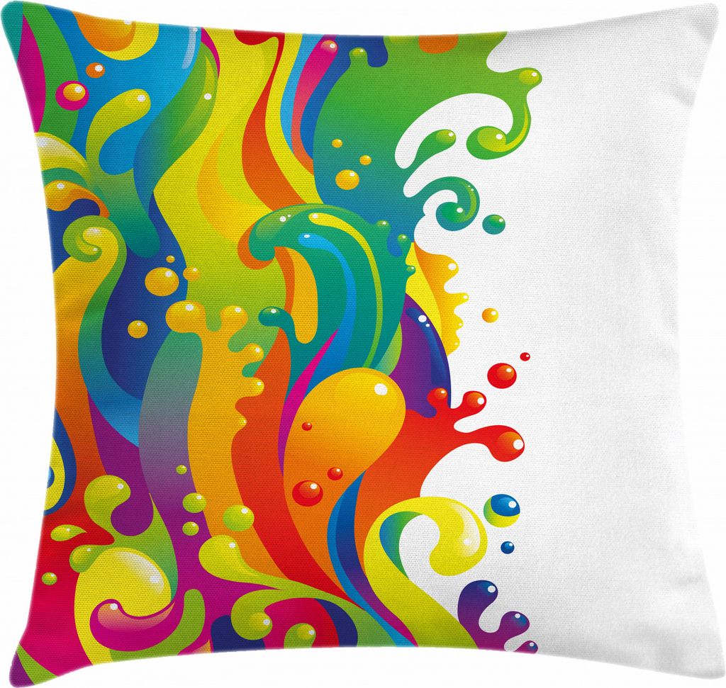 ABAKUHAUS Psychedelisch Kissenbezug, Regenbogen-Spritzen, Waschbar mit Reißverschluss Kissenhülle mit Farbfesten Klaren Farben Beidseitiger Druck...