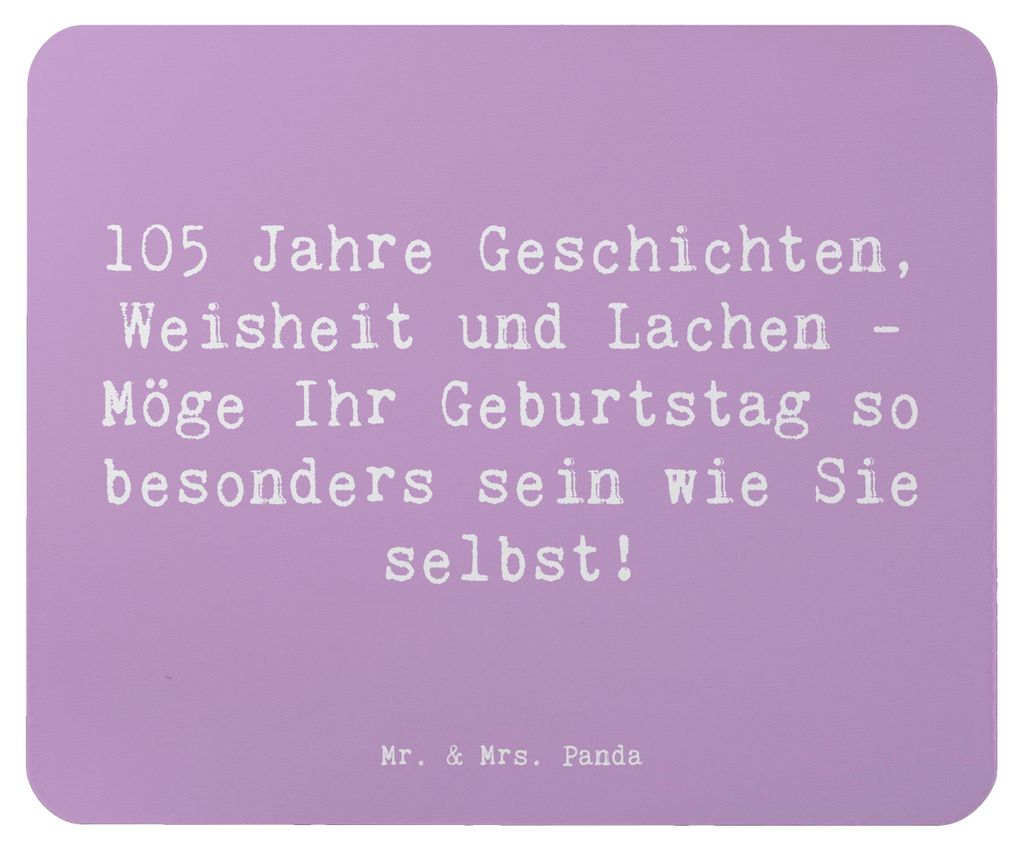 Mr. & Mrs. Panda Mauspad Spruch 105. Geburtstag - Lavendeltraum - Geschenk, einzigartig, computer mousepad, Dankbarkeit, lange Lebensreise, Mouse P...