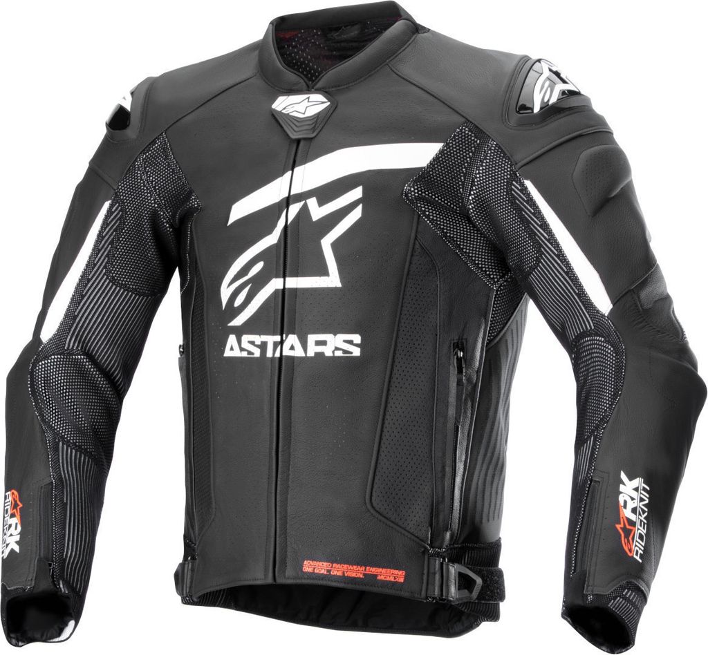 Alpinestars GP Plus R V4 Rideknit perforierte Motorrad Lederjacke, schwarz/weiß, 54