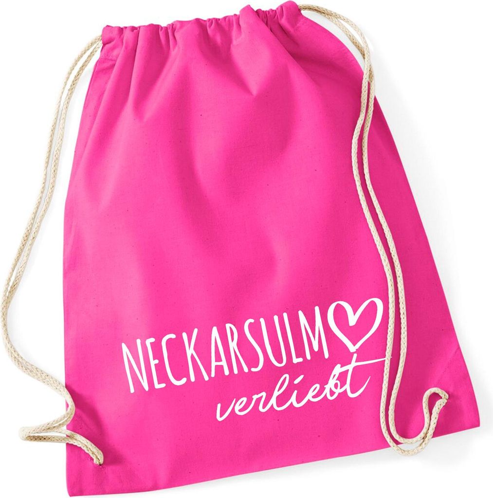 Huuraa Turnbeutel Neckarsulm verliebt 12 Liter Fuchsia Baumwolle Rucksack Geschenkidee