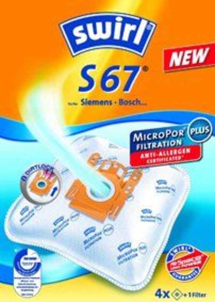 8 Original Swirl S 67 S67 Staubsaugerbeutel, Staubbeutel, Filtertüten