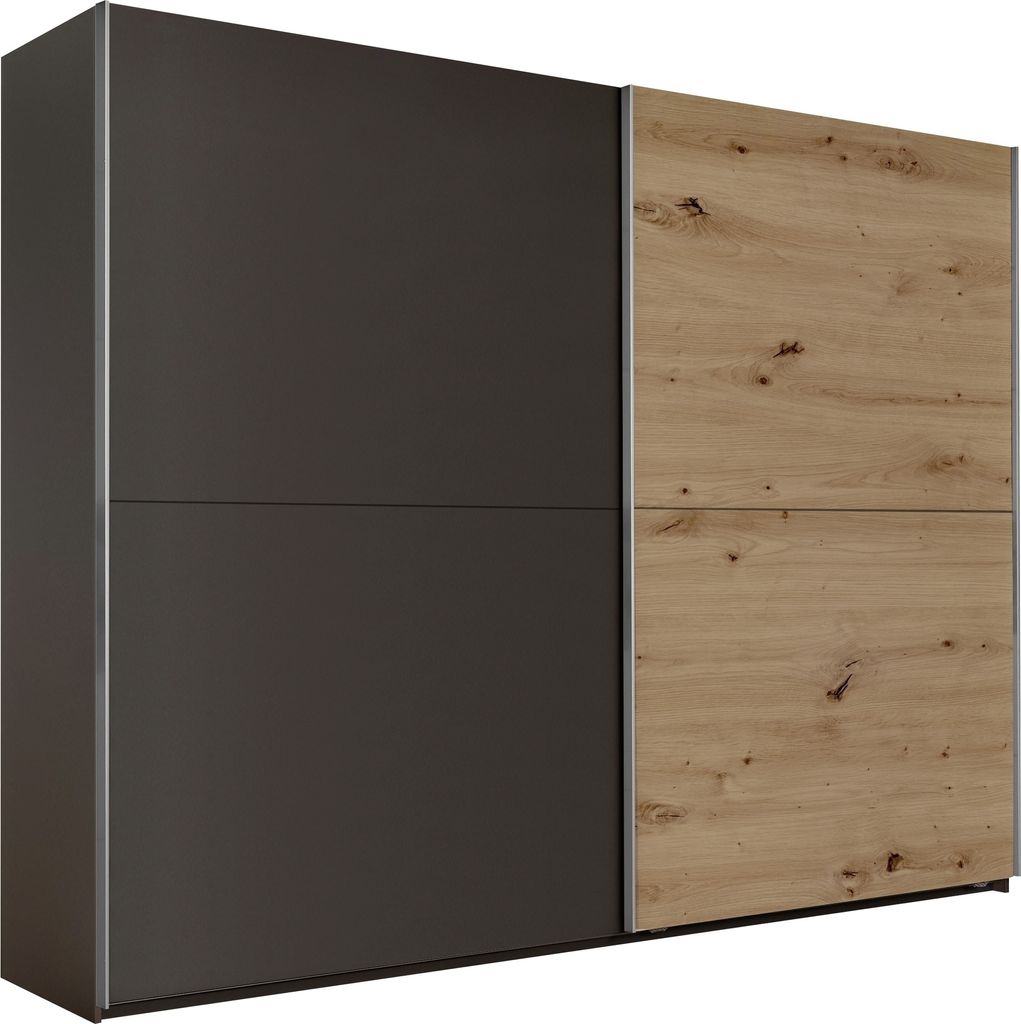 Kleiderschrank >Mesio< 9 Böden, 3 Stangen, Graphit / Artisan Eiche Nachbildung - 270x210x60 (BxHxT)