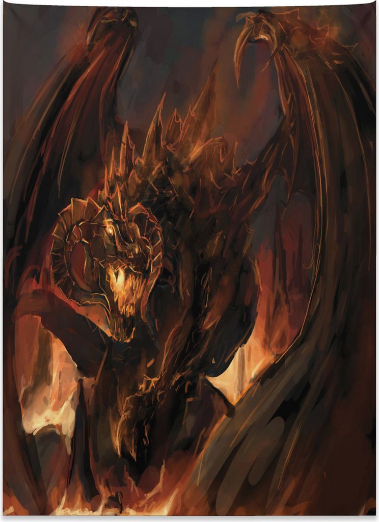 Abakuhaus Braun Wandteppich, Drache Fantastische Artsy aus Weiches Mikrofaser Stoff Kein Verblassen Klare Farben Waschbar, 110 x 150 cm, Gelb Braun