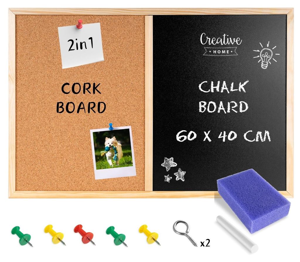 Creative Home 60 x 40 cm (+-3 cm) Tabuľa 2 v 1 korková a Obrázok produktu 