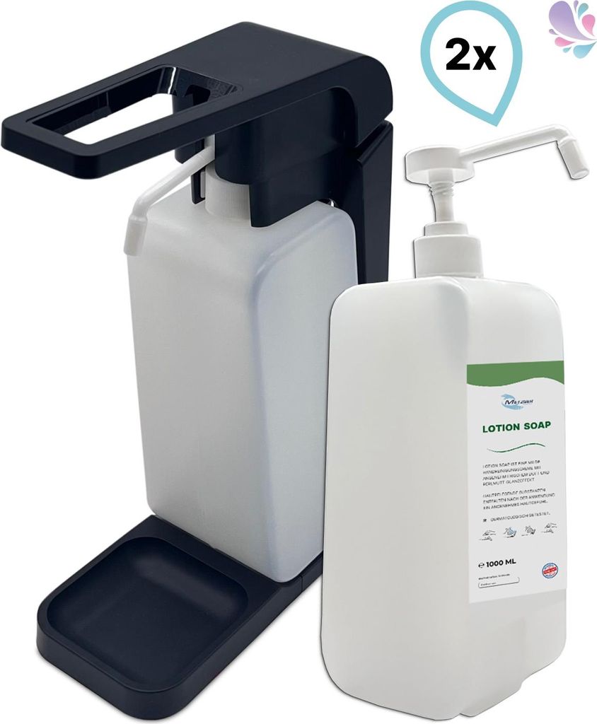 SET: Blanc Hygienic Hebelspender 1.000ml + 2x 1 Liter Lotion Cremeseife mit vormontierter Pumpe, verschied Farben : Farbe - Schwarz Farbe: Schwarz