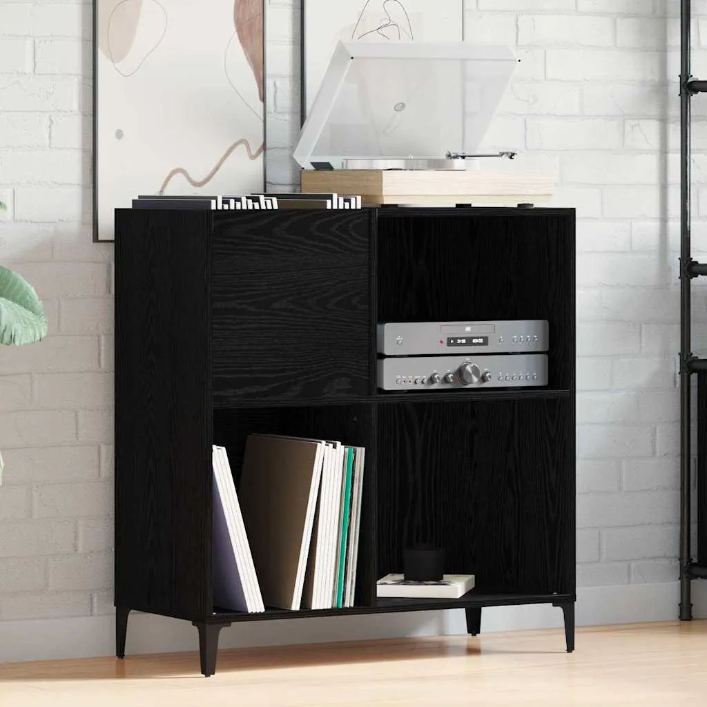 SYFAX™ Mobile Porta Vinili Rovere Nero 84,5x38x89 cm | Arredo Hi-Fi - 2