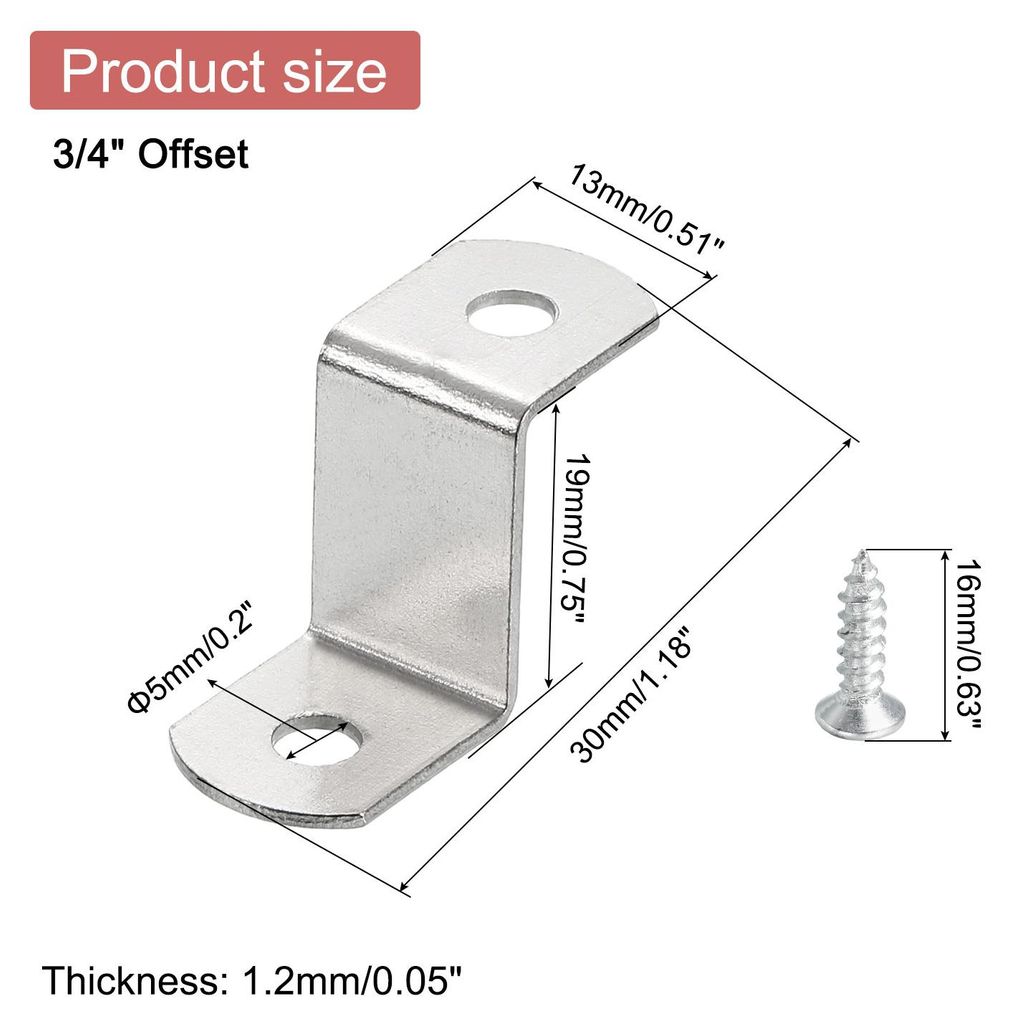 30 Stš¹ck 3/4" Offset Leinwand Clips, Bilderrahmen Spiegel Clips Z Form Leinwand Gem?lde Montage Clips mit 2 Montagel?chern mit Schrauben, Silber