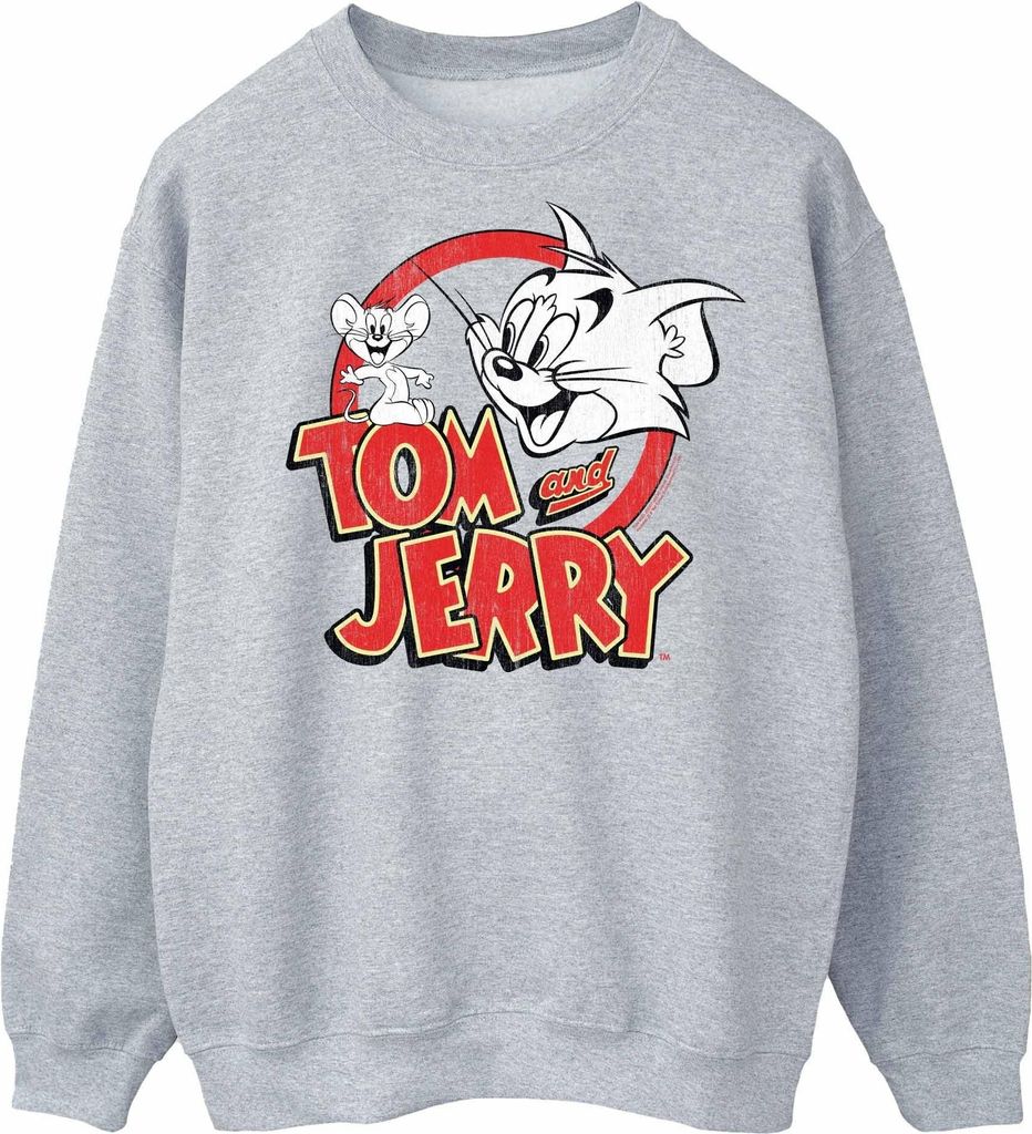 Tom And Jerry - "Distressed Logo" Sweatshirt für Damen BI48239 (S) (Grau)