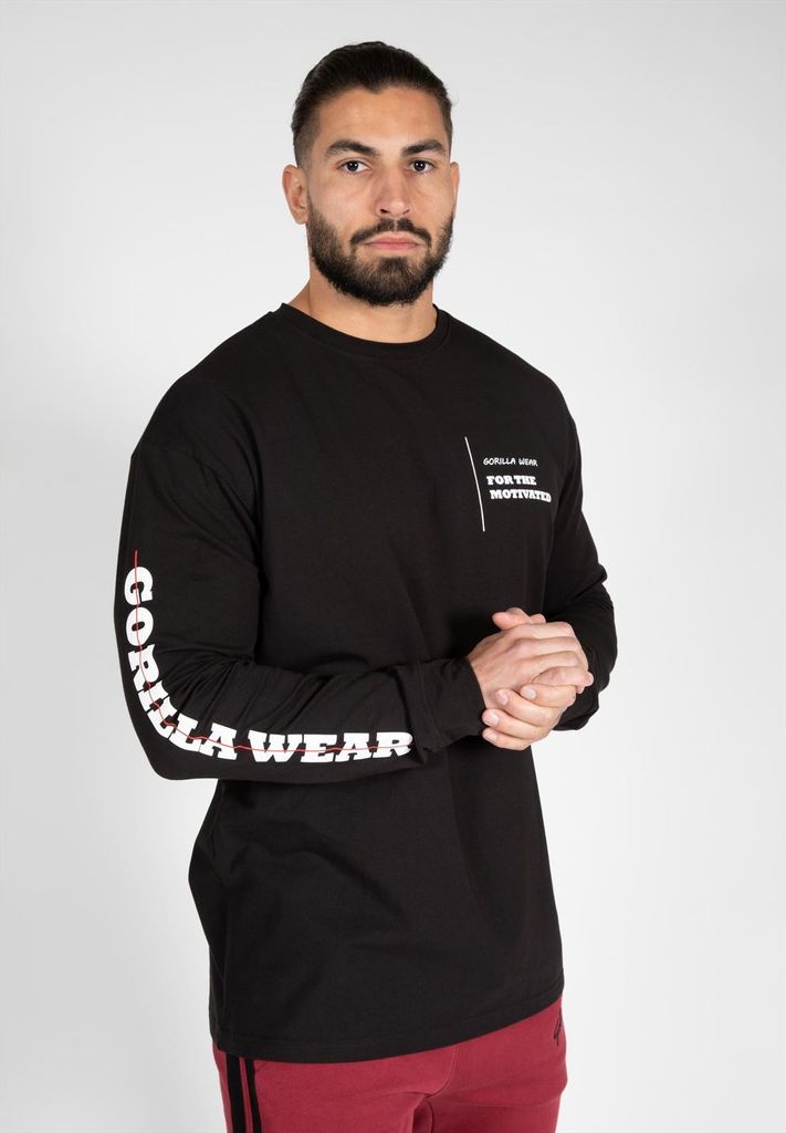 Long sleeve in Übergröße - Boise - Schwarz