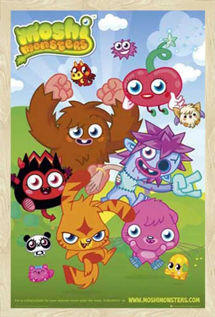Poster Moshi Monsters 61x91,5 cm + Cornice Shinsuke MDF Rovere e Acrilico