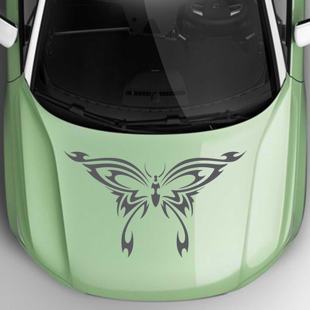Aufkleber - Autoaufkleber "Schmetterlingstribal" 100cm x 59cm dunkelgrau - Tuning Carystyling Heckscheibe Auto
