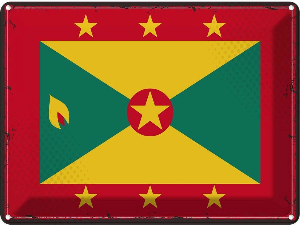 vianmo Blechschild 30x40 cm Grenadas Retro Grenada Flagge Fahne Wappen