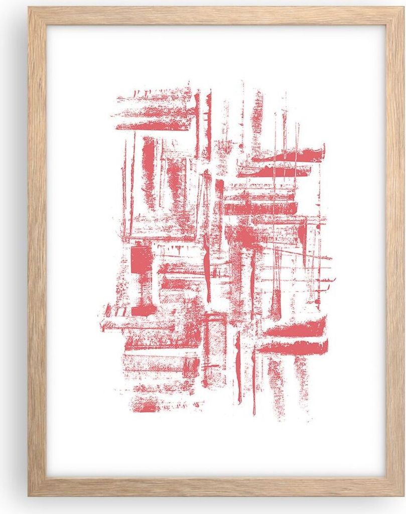 Gerahmtes Poster - Rahmen in heller Eiche - Rot Textur Muster - 30x40 cm - Wand Bild - Wanddeko - Wandbilder - Kunstposter - Wandposter - Bilderrah...