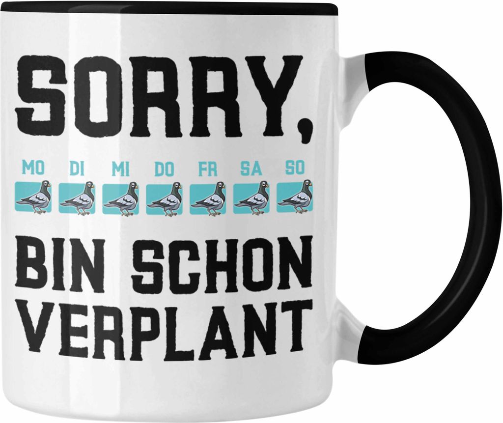 Trendation - Taubenzüchter Geschenkidee Tasse mit Spruch Taubenbesitzer Geschenk Taubenliebhaber (Schwarz)
