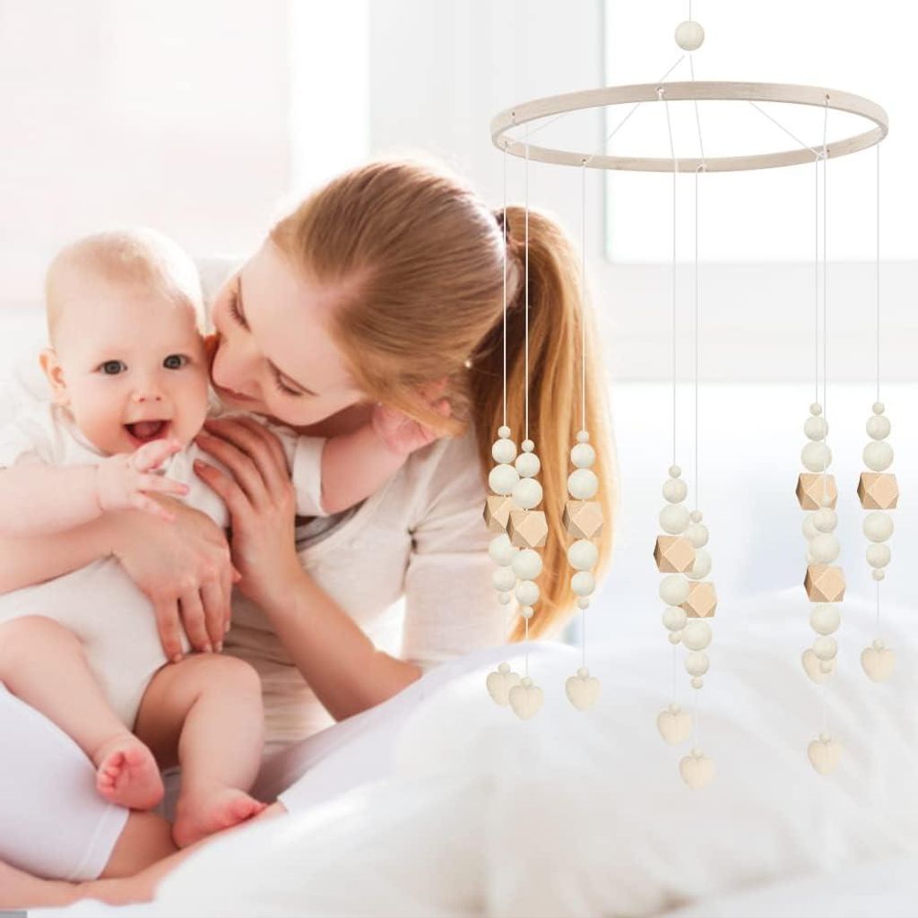 DIY Holzrahmen-Kit - Bewegliche Babybett-Mobile-Hänger - Handwerk aus natürlichem Holz - Windspiel Glocken Zimmerdekoration Geschenk