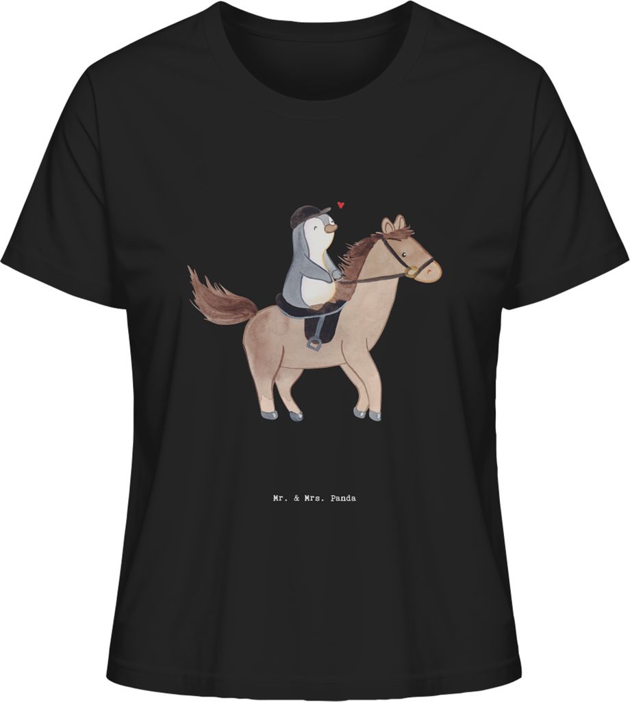 Mr. & Mrs. Panda damen shirt Pferd Reiten Größe S - Schwarz - Geschenk, Rundhals T-Shirt, Oberteil, Basic, für Frauen, Reitstall, Reitsport, Rei...