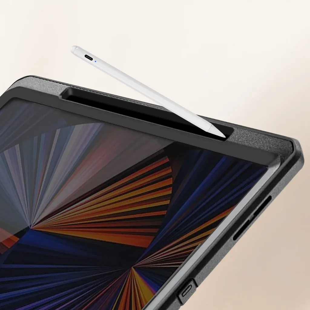 Support iPad Pro 12.9 avec Coque Antichoc Noire pour Usage Intensif