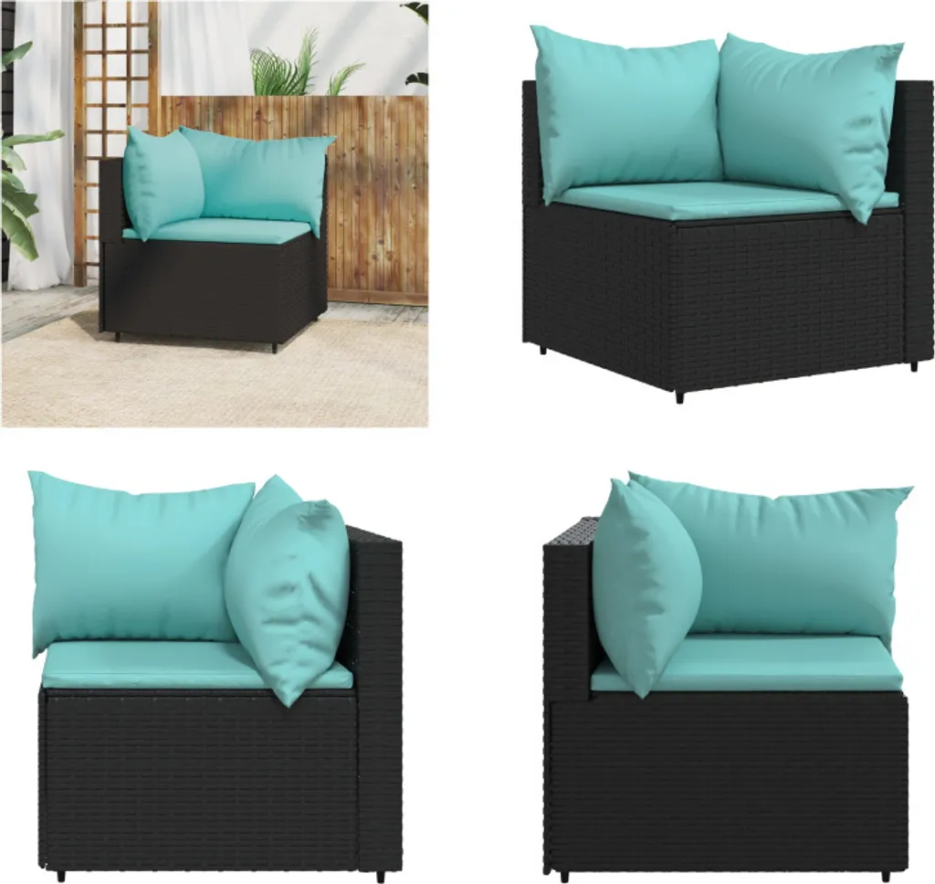 Divano Angolare Esterno vidaXL Rattan Nero - Design Contemporaneo