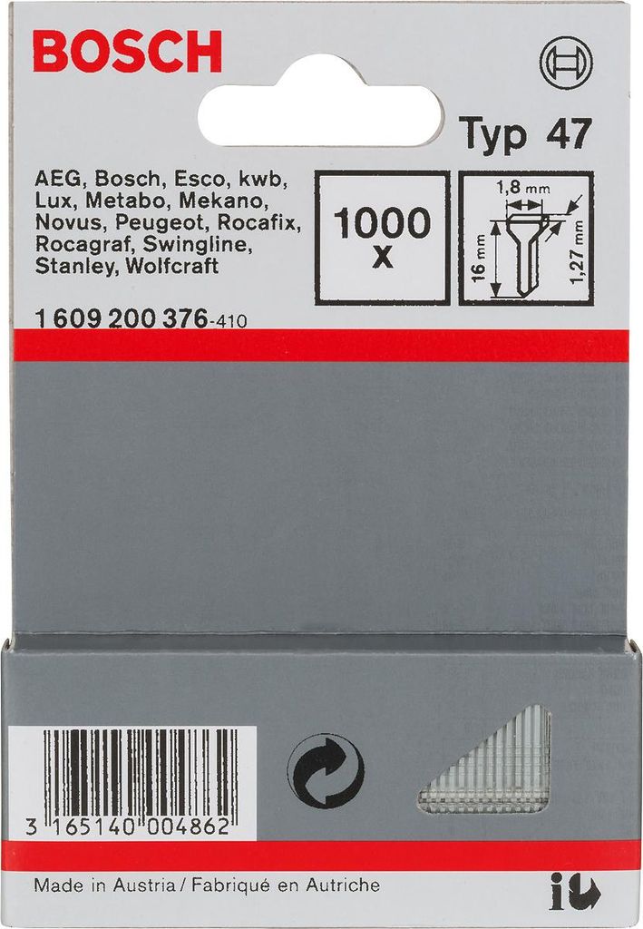 Sponkovací klinec typ 47, 1,8 x 1,27 x 16 mm, balenie 1000 Obrázok produktu 
