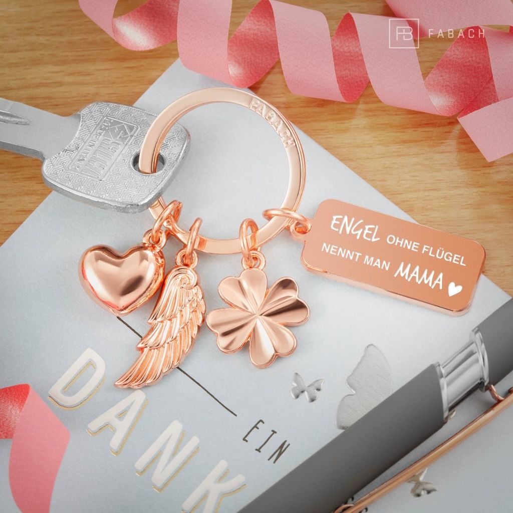 FABACH Schutzengel Schlüsselanhänger - Gravur "Beste Mama" Geschenk