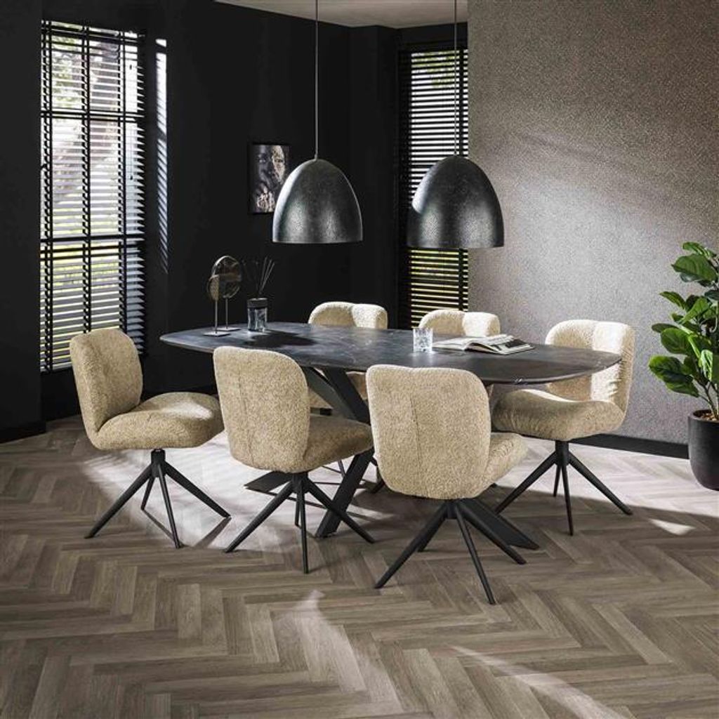 Hoyz-Kollektion – Esstisch 215 Danish Oval – 3D-Melamin-Schieferstein