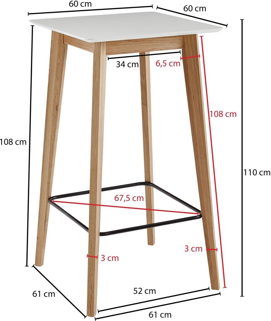 FineBuy Stehtisch 60x110x60cm Weiß Bartisch Skandinavisch Produktbild 5