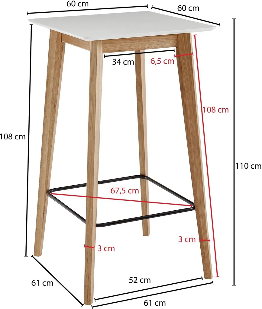 Table blanche robuste 60x110x60 cm avec finition mélaminée Wohnling - 2