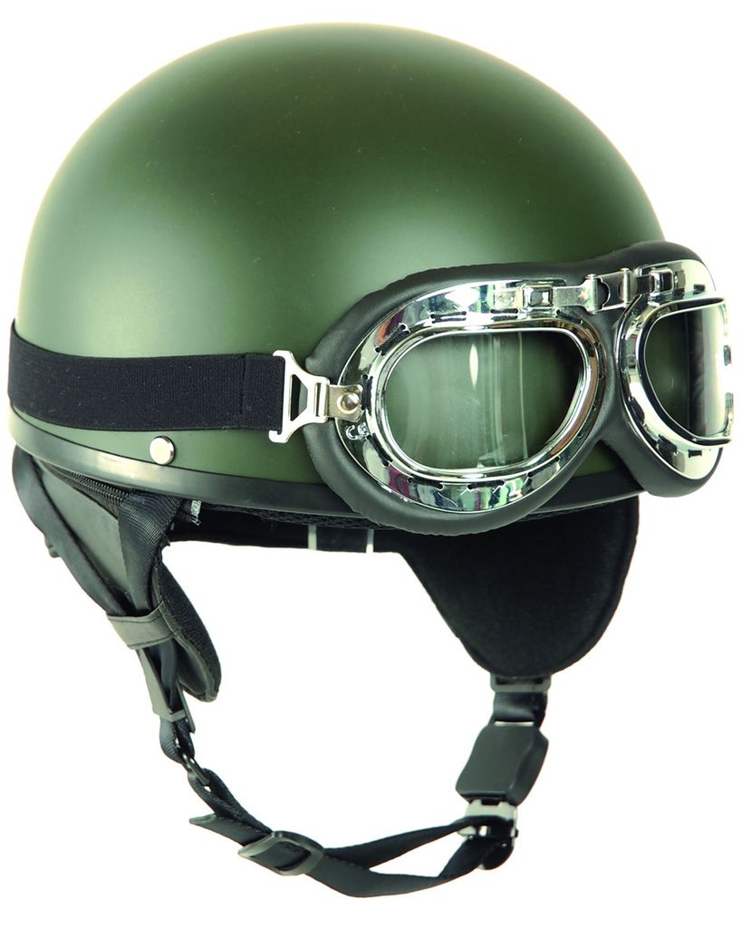 Mil-Tec casque, demi-coque avec lunettes, kaki Image du produit 