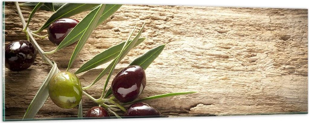 Bilder auf glas - Oliv italien aroma diät - 90x30cm - Glasbilder - Wandbilder - Kunstdruck - zum Aufhängen bereit - Wanddekoration aus Glas - Gla...