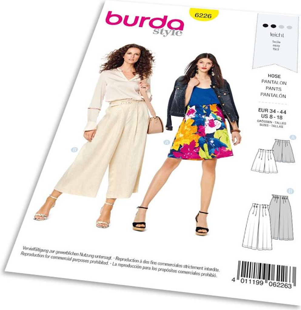 Strih Burda 6226 - Letné nohavice, ľanové nohavice, šortky Obrázok produktu 