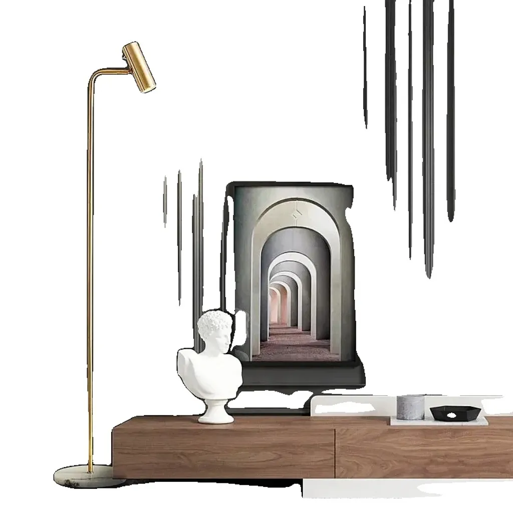 Lampadaire LED Doré Variable Design Minimaliste pour Chambre et Entrée