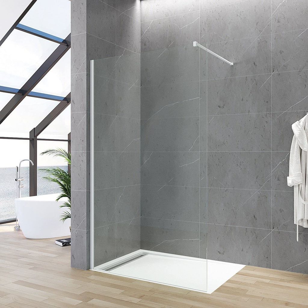 Duschwand Glas weiß 90x200cm 8 mm ESG Sicherheitsglas Lotuseffekt