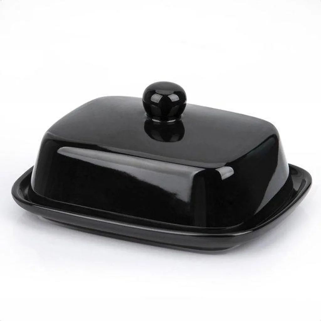 Boîte à beurre en porcelaine noire style cottage pour plan de travail