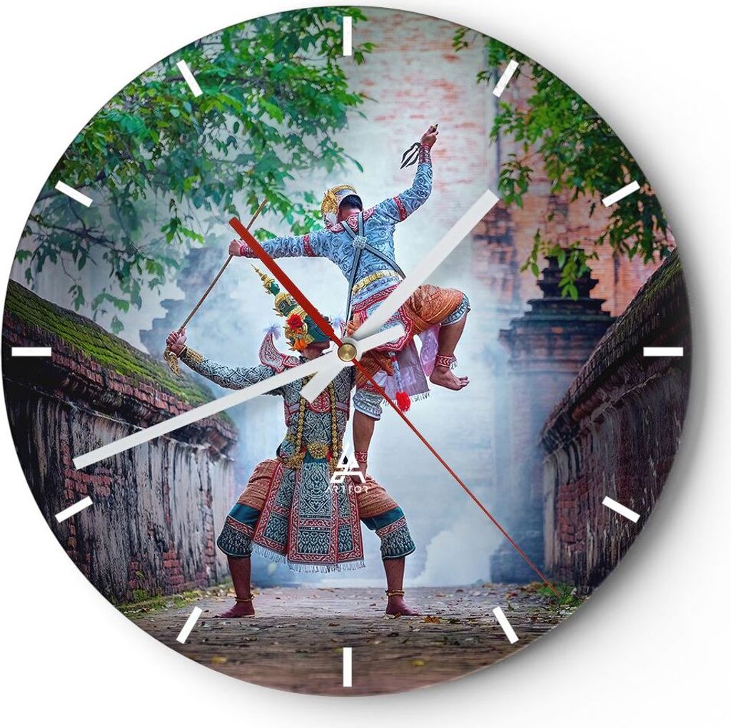 Wanduhr - Rund - Glasuhr - Krieger Schwert - 40x40cm - Schleichendes Uhrwerk - Lautlos - zum Aufhängen bereit - Dekoration Modern - Wanddekoration...